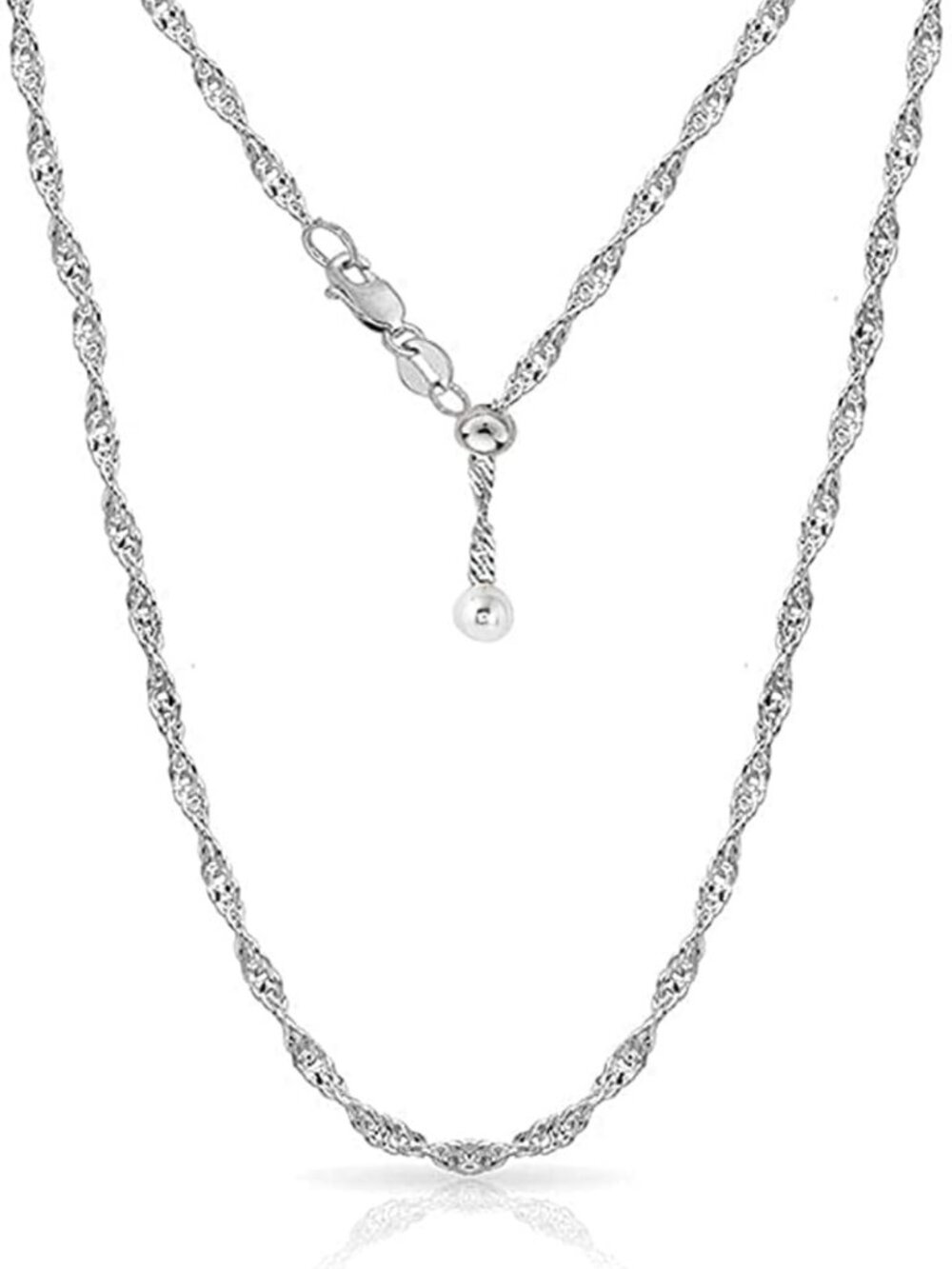 925 Sterling Silver Adjustable Bolo Chain Necklace for Women - 14-24 Inch, Gift